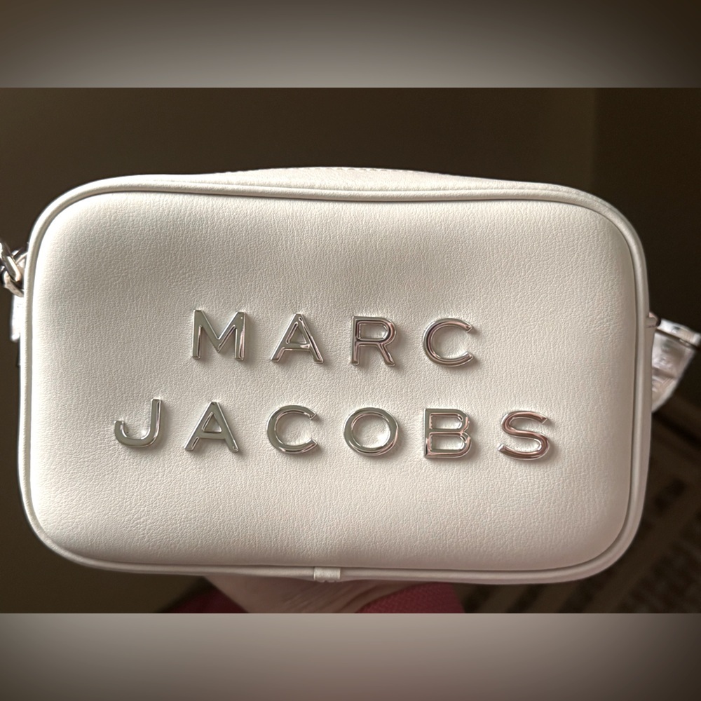 Marc Jacobs White Crossbody Bag with Silver Logo